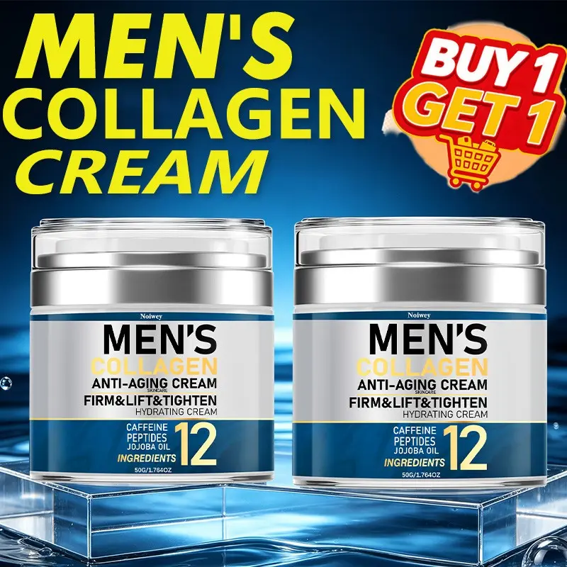 2Pcs Men's Collagen Cream / with Hyaluronic Acid / Retinol, Firming Effect, Skin Firming Care / Lifting Facial / 48-Hour Lasting Moisturizing / Tightening And Lifting / Lightweight Texture / Easy Absorption,Smooth skin,for men's,50g