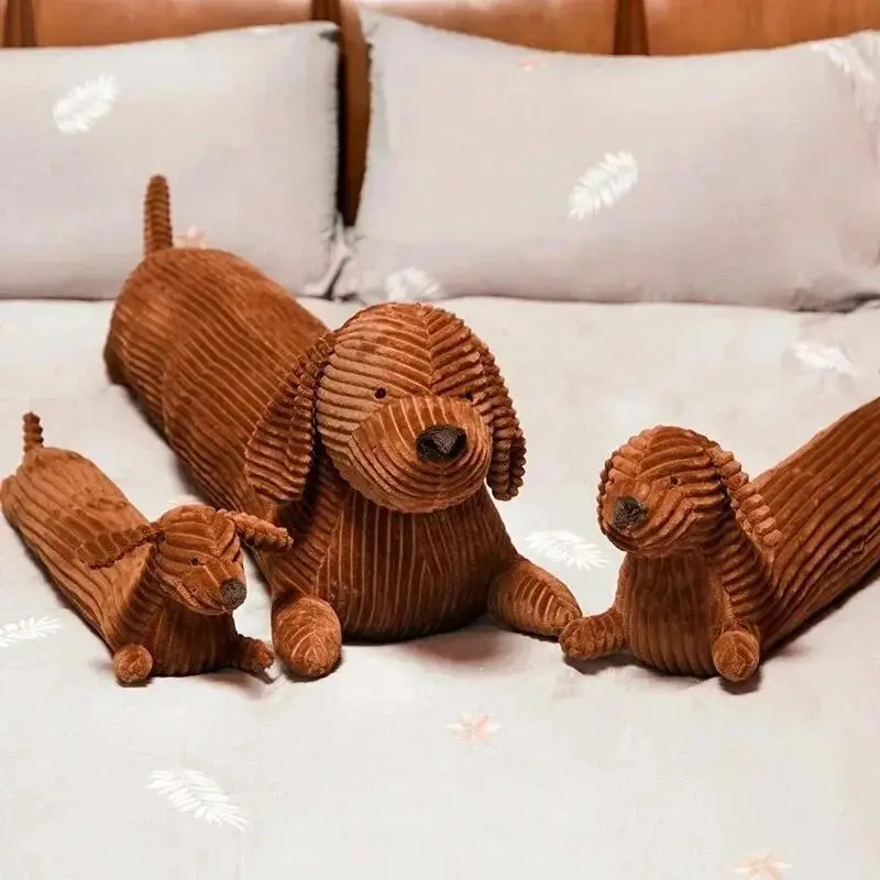 Dachshund Plush Long Pillow Brown Dog Body Pillow Animal Cartoon Body Hugging pillow Long Pillows Stuffed Home Decor