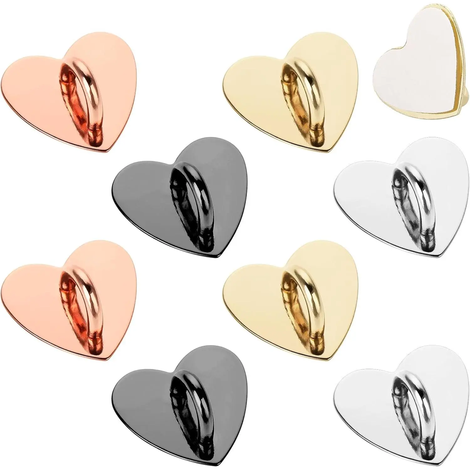 8 count Cell Phone Finger Ring Heart Phone Grip Metal Cell Phone Charm Finger Rings Phone Finger Grip Loop Stand Cute Cell Phone Accessories Finger Grip for DIY Phone Case Pad Tablet Supplies