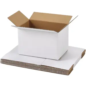 6 Pack 6x4x4 Inches White Corrugated Cardboard Mailing Boxes for Packing Mailing Small Business