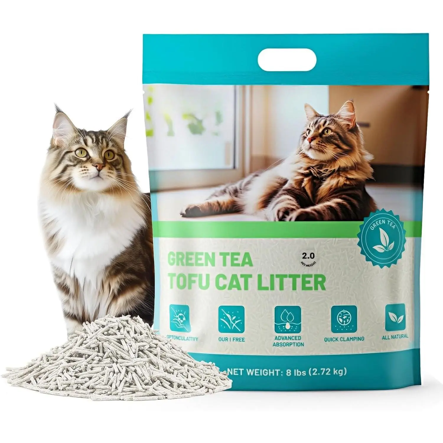 Tofu  Litter with Green  Extract – [2026 Upgraded] 6LBS  Absorbing &  Clumping, Low Dust, Odor Control  Litter for Easy Scooping, Multi- Homes, 6 lbs