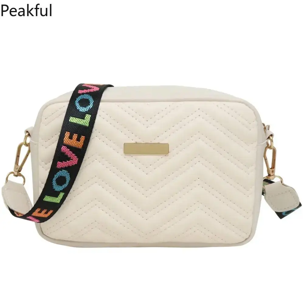 Viral Mini Camera Crossbody Bag for Women, Quilted Faux Leather Shoulder Purse with Colorful LOVE Strap, Lightweight Cute Handbag for Travel, Work & Everyday Style, Great Gift Idea for Her