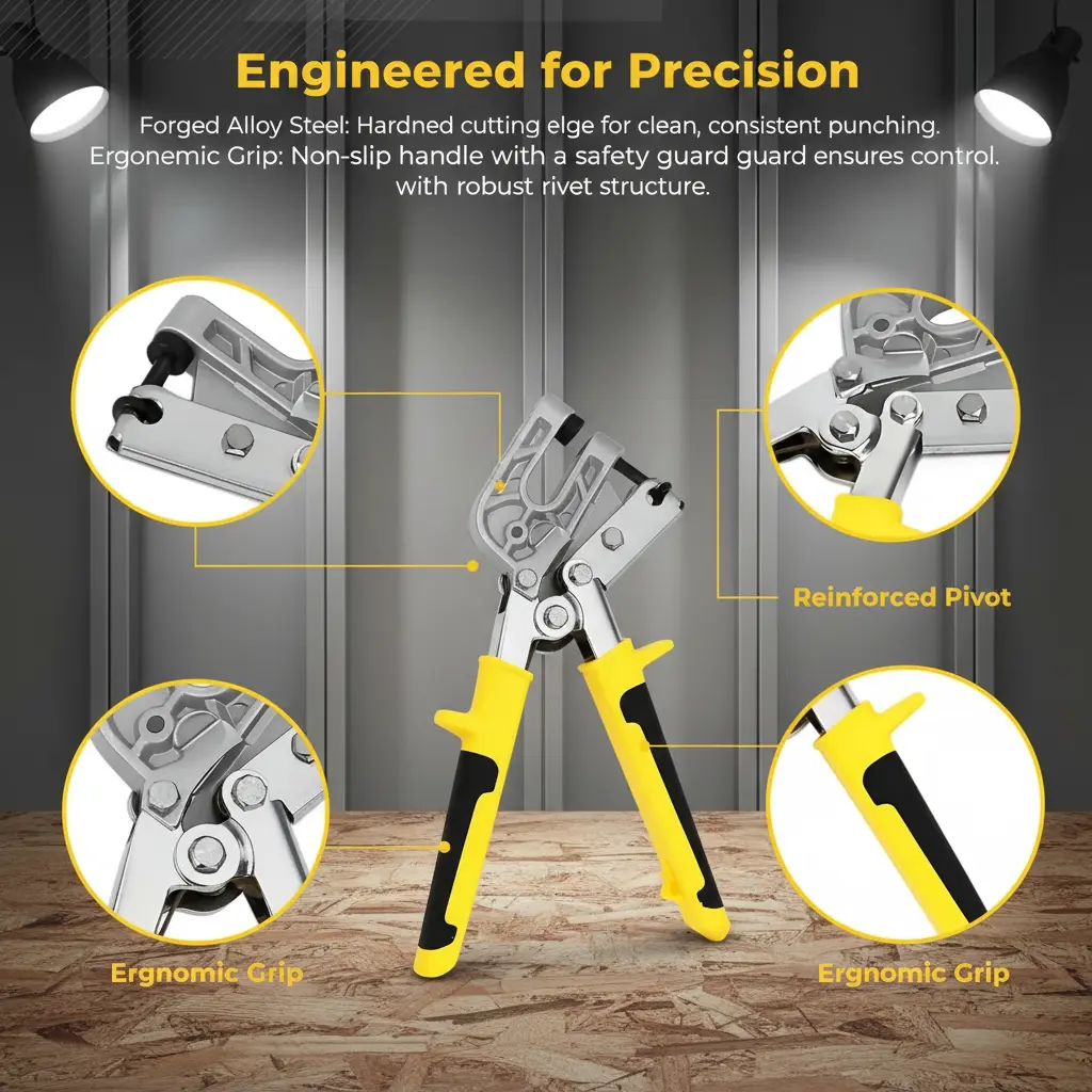 Heavy Duty Aluminum Alloy Metal Stud Crimper, One Handed Ceiling Punching Pliers, Drywall & Plaster Tool for Metal Fastening Work#DrywallTools#ConstructionTools