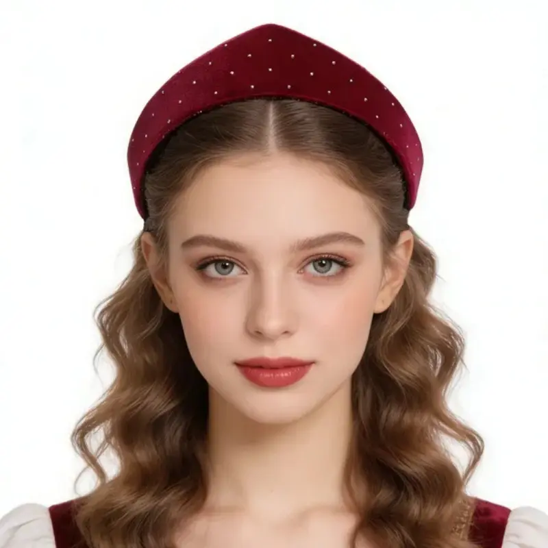 Women's Retro Velvet Headband - Crown-Inspired Silhouette, Soft Texture, Slip-On Casual Bag Accessory for Parties, Weddings, Headbands For Women, Fabric, Ceremony, Daily, Female, Party, Wedding, Crown Headband