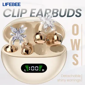 Lifebee Women's Wireless Bluetooth-compatible Earbuds, Non-Intraural Design, Fashionable Diamond Jewelry Style, Lightweight & Waterproof