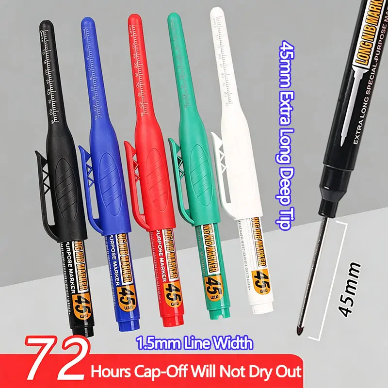Long nib marker, long tip marker, deep hole marker, refillable permanent marker, hardware marking pen, industrial long reach marker