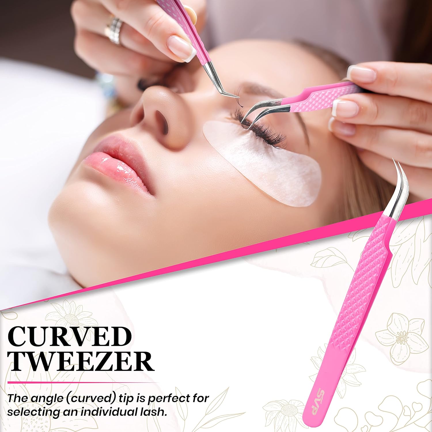 THE WELL KEPT SV Lash Tweezers| Lash Extension Tweezers Set| 5 count Stainless Steel Eyelash Extension Tweezers Set| Volume/Isolation Art Curved Tweezers