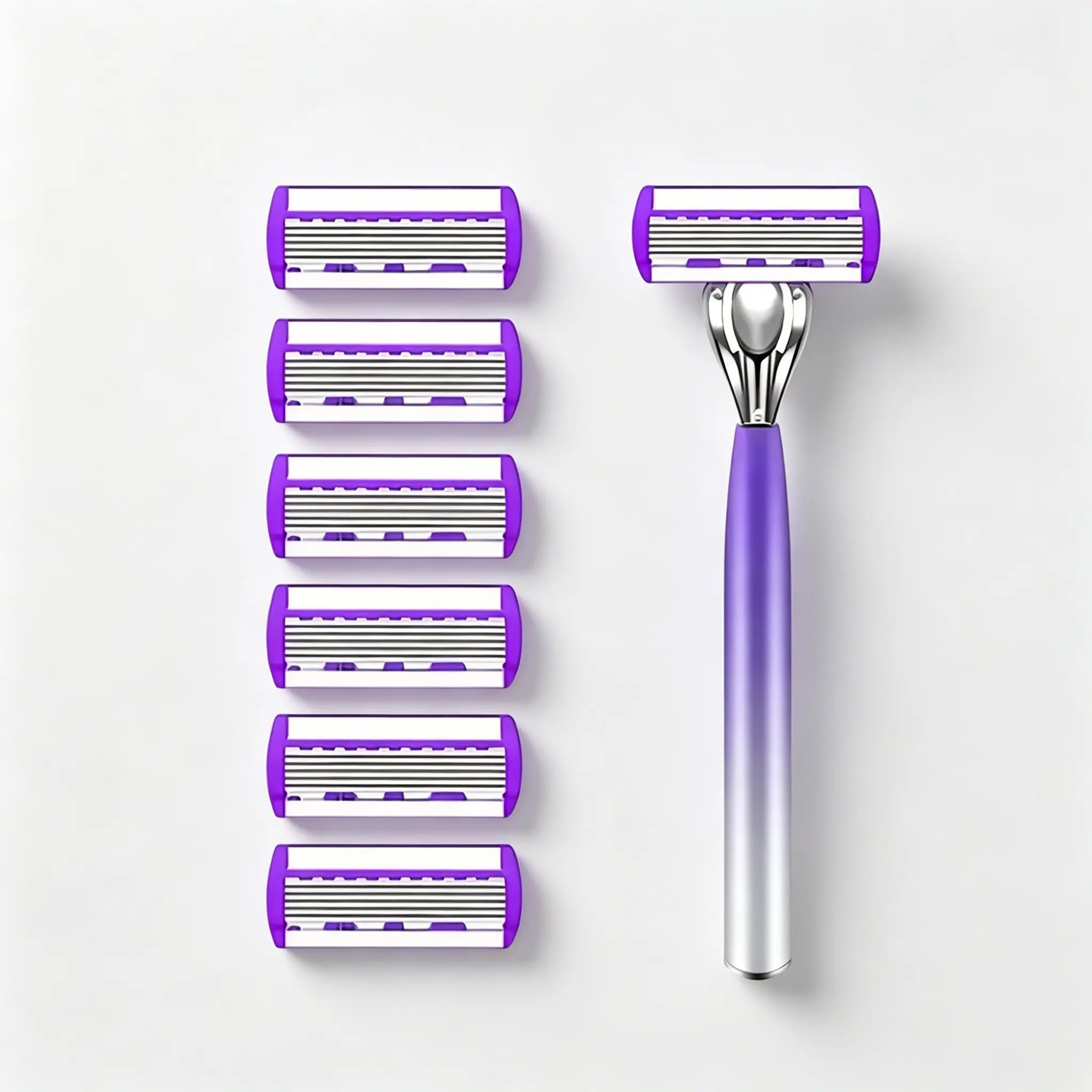 Portable Travel-Friendly Lightweight Manual Razor, 6-Layer Precision Blades, Flexible Floating Head, Reusable System, 24 Replaceable Blades, Multi-Use Beauty Tool