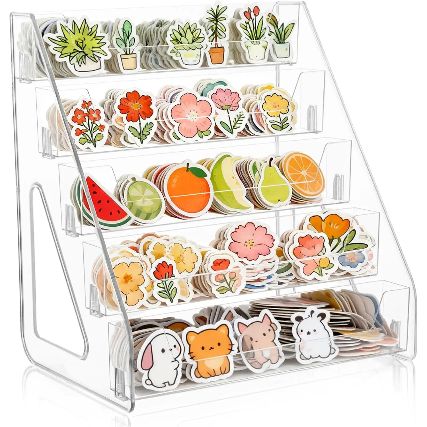 5-Tier Sticker Display Stand for Vendors, Pocket  Display Stands & Card Stand, Portable Organizer for Trade Shows, Retail Stores, Small Business Supplier Events