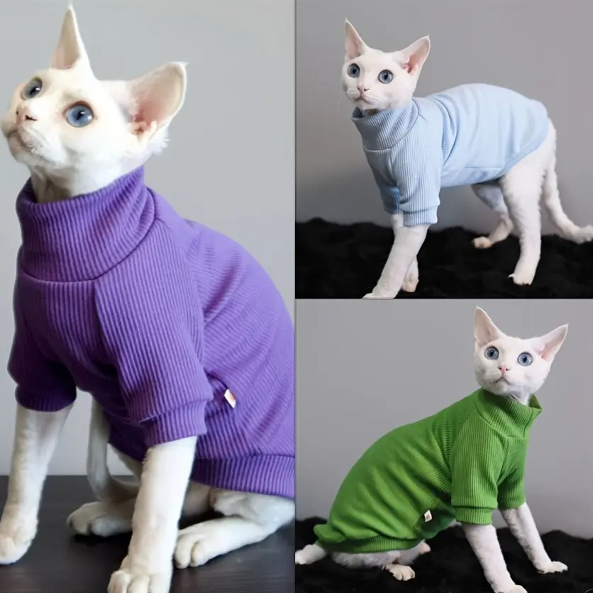 Three-color Options Sphynx Hairless Cat Warm Two-legged Clothing, Skin-friendly, Breathable, Machine Washable, Universal for Cats and Dogs, Maltese Autumn/winter Home Base Layer Shirt