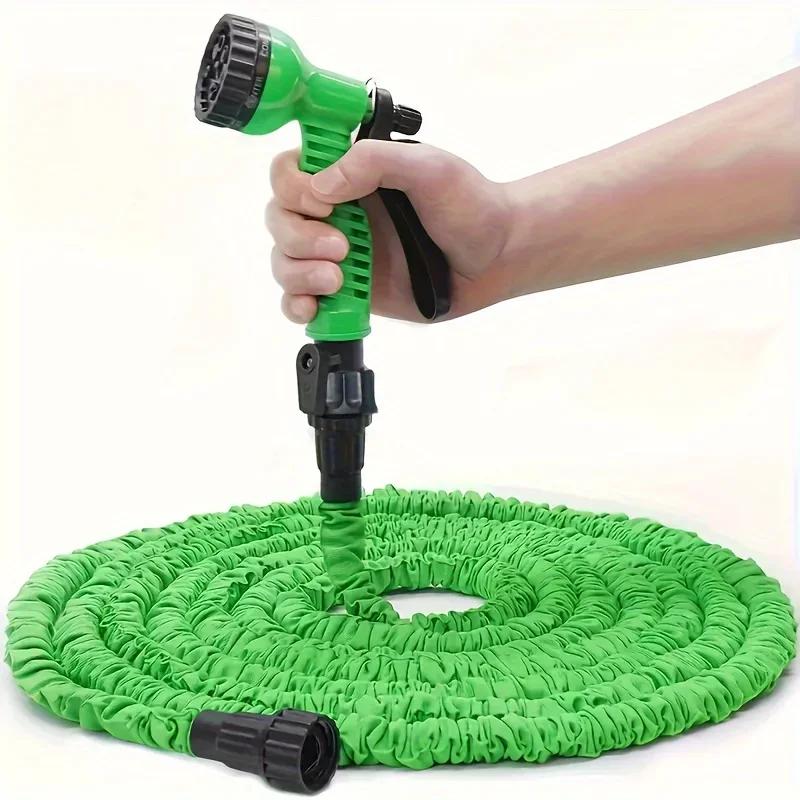 Water Gun All-In-One Garden Hose With 7 Spray Modes - Extendable, No Battery Needed