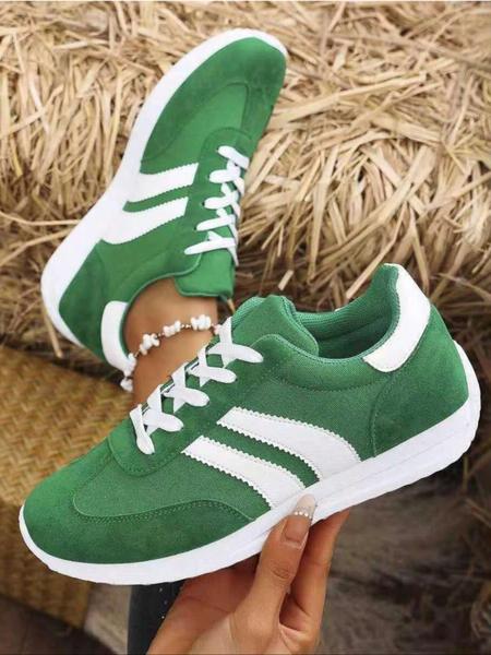 Women's Fashionable Patchwork Lace Up Low Top Sneakers, Casual Comfortable Breathable Sports Running Shoes, All-match Basic Shoes for Daily Wear, Sporty Running Shoes