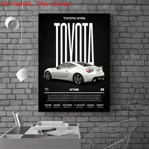 1 Piece/Set frameless canvas painting print poster,Luxury sports car art ，Toyota GT86 Sports Car， a perfect gift for cars loves, ideal gift for bedroom, living room, dorm hallway, kitchen, mural, wall decoration, room decor