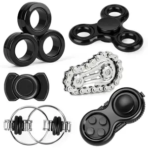 6PCS Fidget Toys Sets Adults & Teen,Metal Fidget Spinner Cool Classroom Desk Toys for Stress & Anxiety Relief,Fidget Blocks Sensory Rings Toy Pack for Autism ADHD Best Gift for Adults&Familyfidget toys