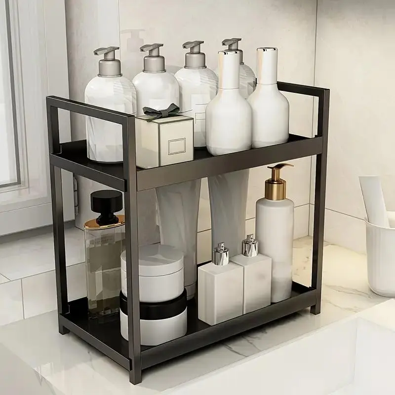 2-Tier Desktop Organizer Rack, Cosmetic Makeup Storage Shelf, Bathroom Kitchen Bedroom Office Dormitory Home Organization Holder