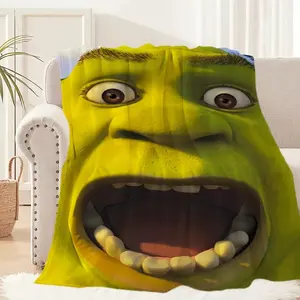 Shrek Cartoon Flannel Throw Blanket Soft Funny Movie Blanket for Living Room Travel Gift Outdoor Warm Cover