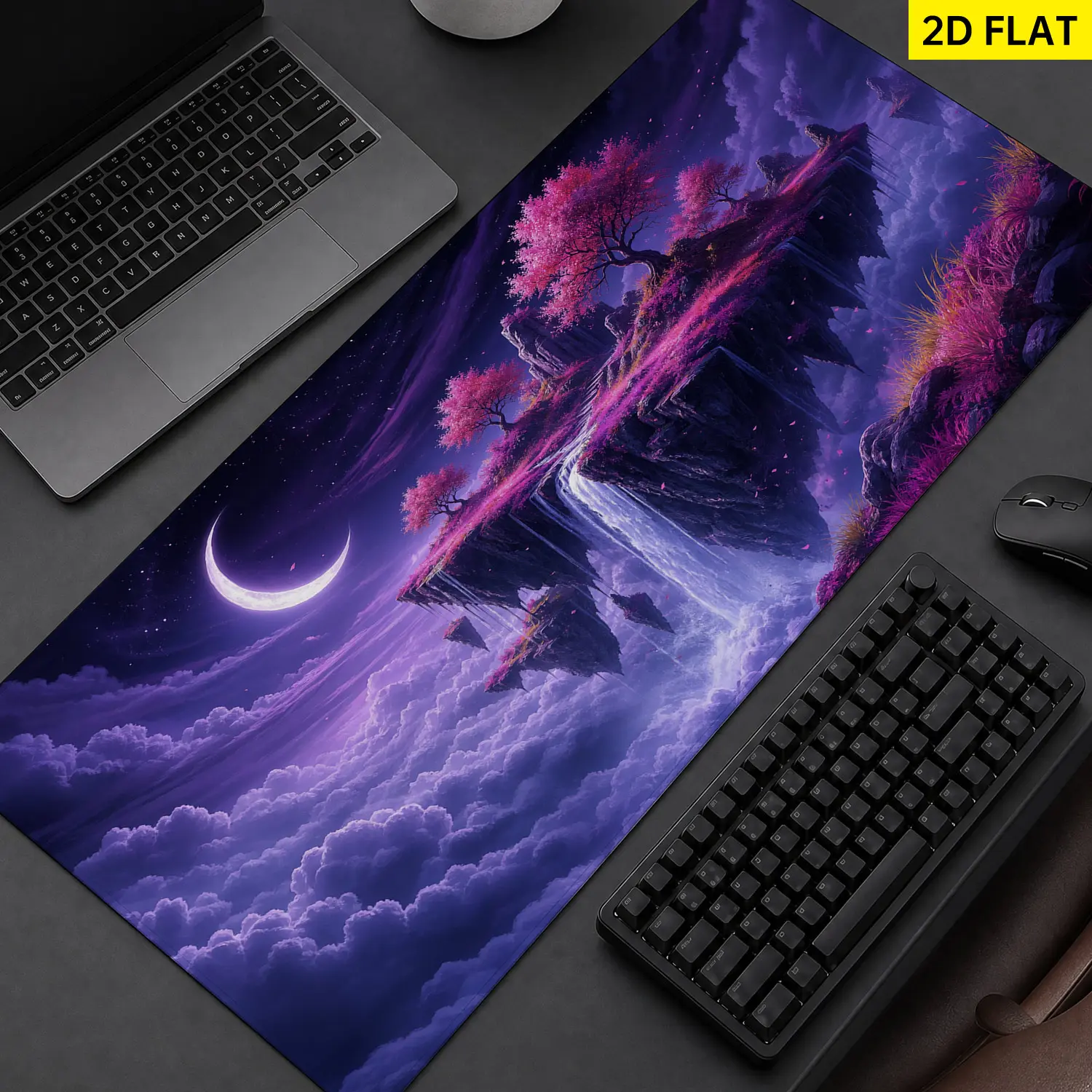 Extra Large fantasy purple floating island moonscape Mouse Pad,Non Slip Rubber Pad,Desktop Decoration Drotection Pad,Washable,Lock Edge Multi Size,Premium Multipurpose Mousepad For Office,Gaming Desk,Gift for Family and Friends