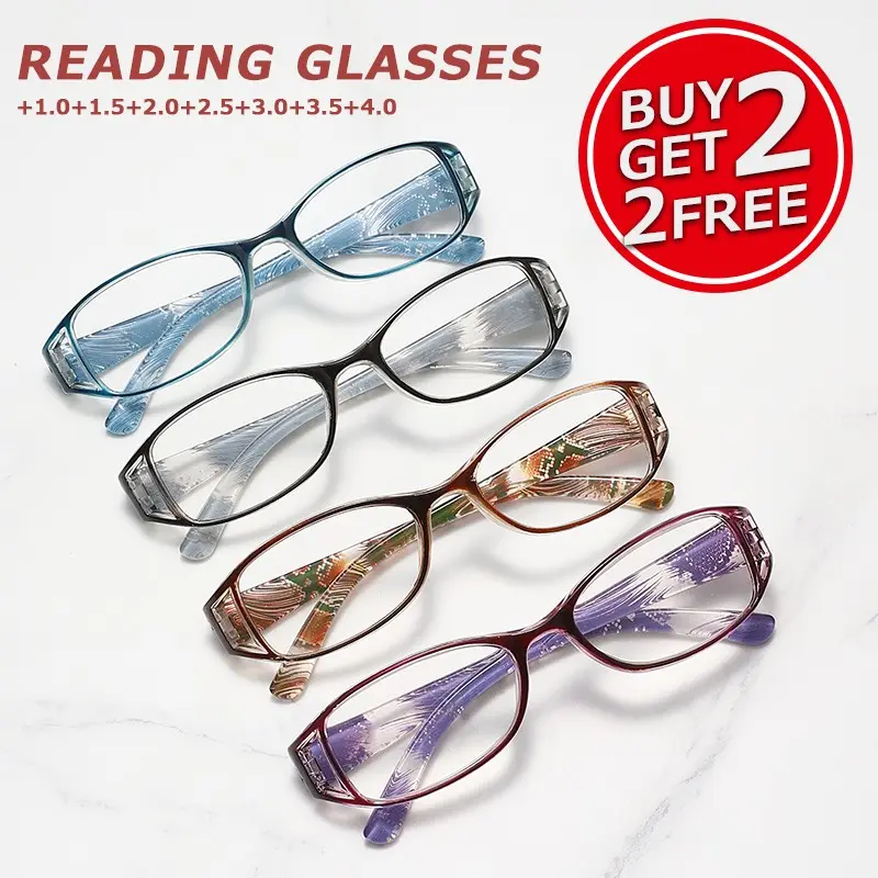 Gigula 4-Pack Fashionable Small Frame Square Reading Glasses, Ideal for Reading, Computer Use, Daily Wear, Stylish and Comfortable