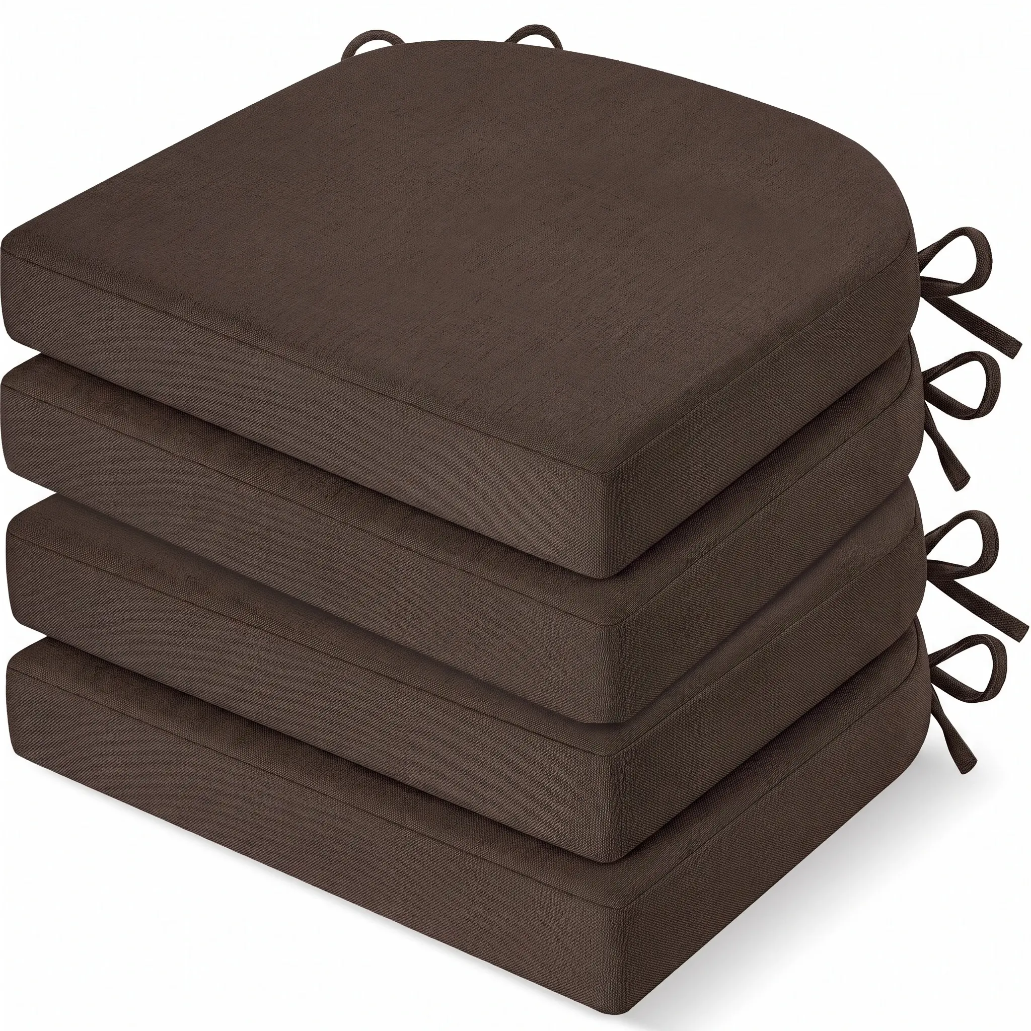 4-Pack Memory Foam Chair Cushions, Waterproof Dining Seat Pads with Ties – 17.3" Kitchen Chair Cushion with Non-Slip Base