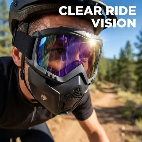 Mask with Elastic Strap, High Clearance Enhanced Lens Goggles Mask, Outdoor Cycling Mask for Men & Women, Protective Gear