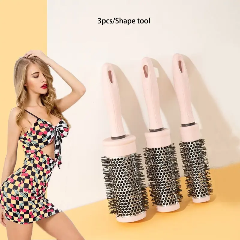 3pcs Cylindrical Comb Set, Hair Styling Combs, Round Bucket Hair Brush for Curly Hair, Smooth Curl and Straight Hairstyles, Portable Professional Styling Tool