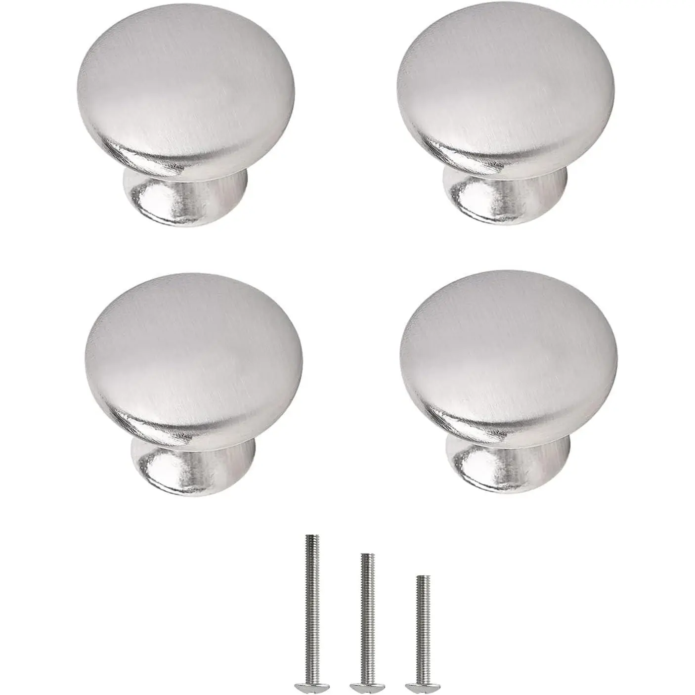 Satin Brushed Nickel Cabinet Knobs 4 Pack Round Closet Knob | Bathroom Cabinet Knobs Drawer Pull Handles 30mm/1.18" for Kitchen Cupboard Furniture Chest Door Dresser Vainty