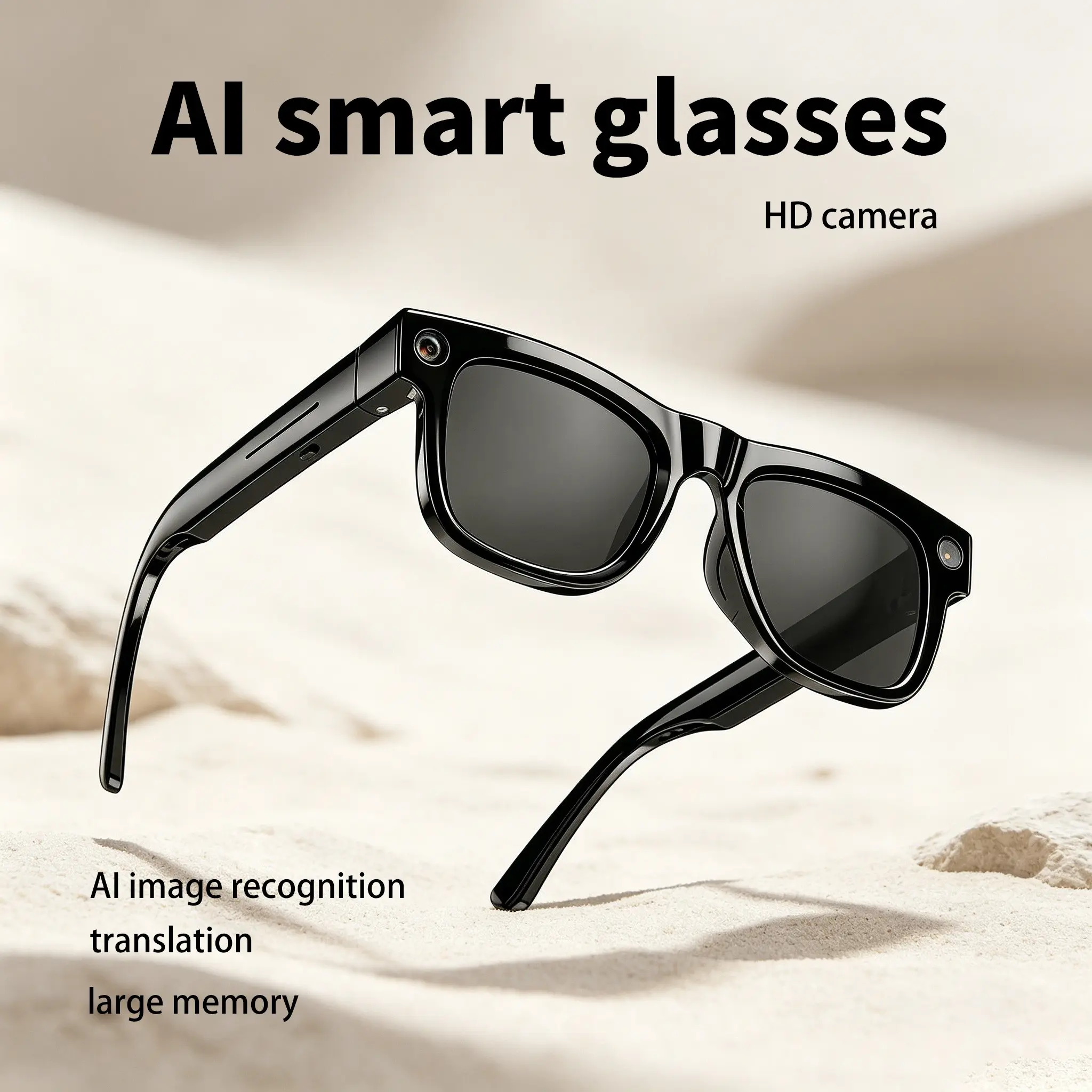 Smart Bluetooth Camera Glasses, with 4GB Memory,1080P HD Video Recording, Wireless Audio Sunglasses with  Headphones, Voice Assistant, Outdoor Sports Wearable Camera, Compatible with iPhone & Android
