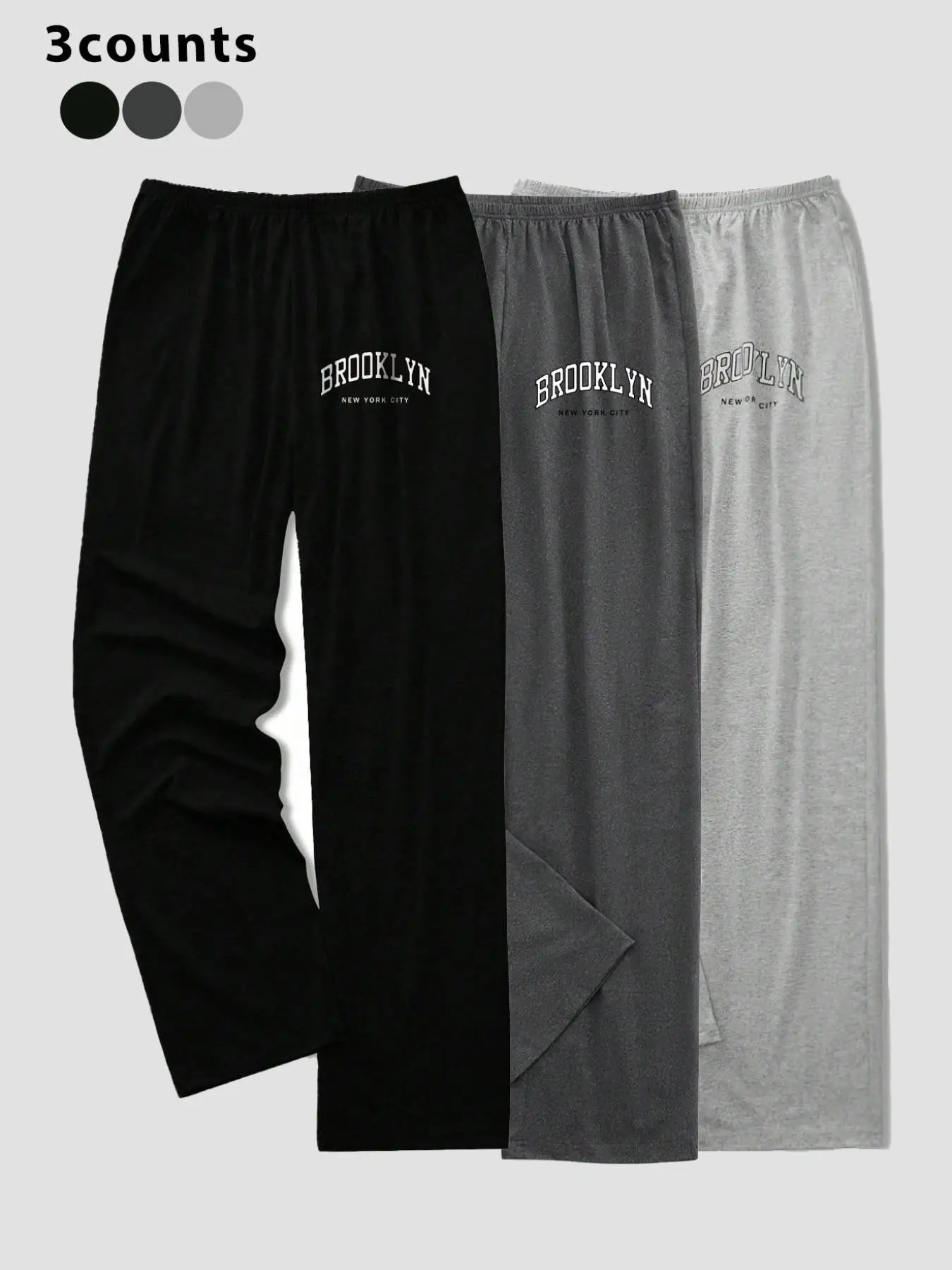 3-Piece Set Unisex Soft Comfortable Letter Print Home Pants, Ideal for Casual Wear, Multiple Colors Available, Perfect for Daily Use
