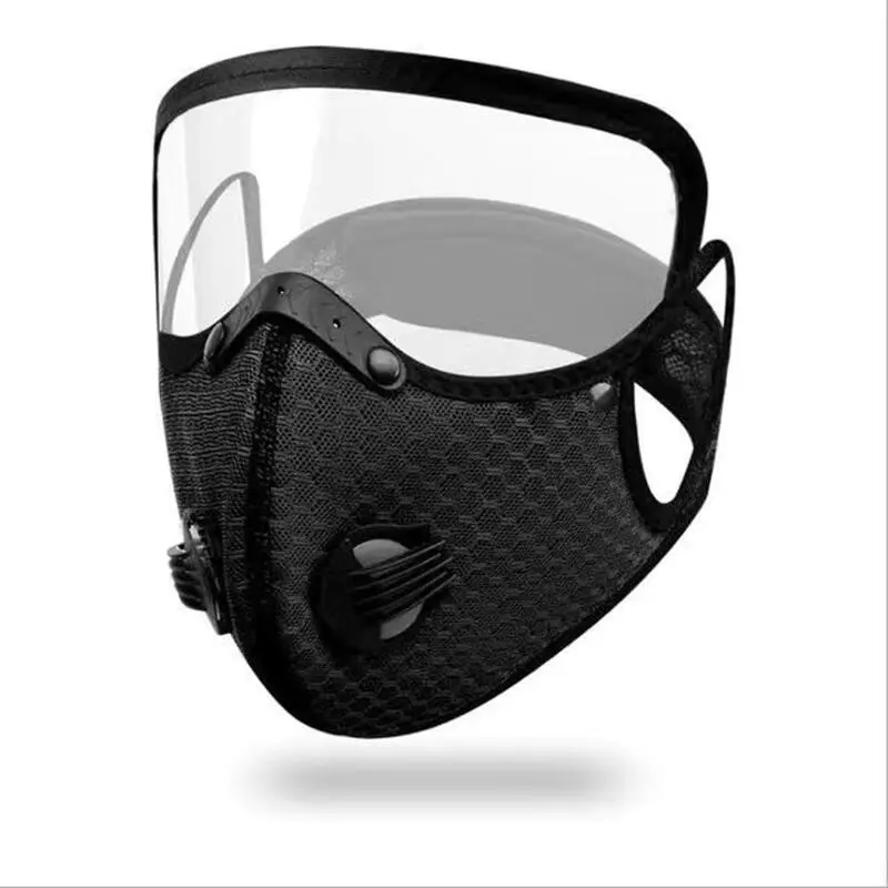 Reusable Face Protective Mask with Exhalation Valve, 1 Count Removable Face Mask, Transparent Visible Removable Eye Mask, Suitable for Women Men, Respirator Mask, Safety, Modern, Black
