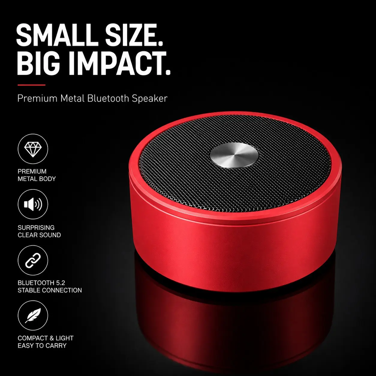 Portable Bluetooth-compatible Speaker, Compact Mini Wireless Party Desktop Speaker, Enhanced Bass Unit, Outdoor Use, Full Metal Construction