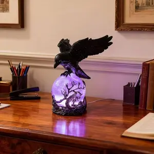 Glowing Raven Statue Gothic Lamp, Perfect for Christmas and Year-Round Decor, Unique Gift for Gothic Collectors, Book Lovers, Halloween Enthusiasts, Led Night Light