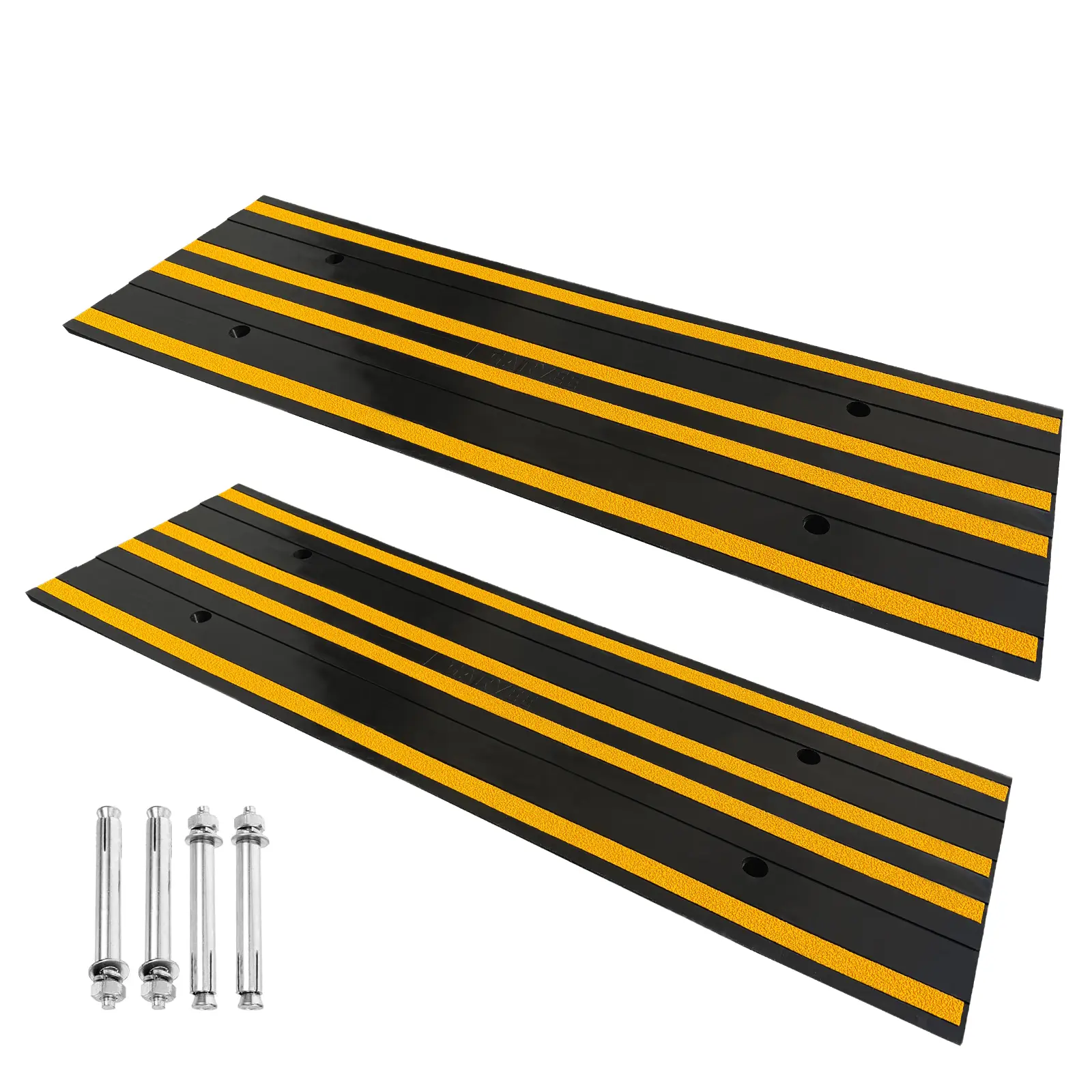48 Inch Heavy Duty Rubber Curb Ramp, Low Profile Threshold - 2.76 Inch Rise, 33,000 LBS Capacity, Pre-Drilled Mounting Holes, Drainage Channels, Grid Bottom, Perfect for Driveways, Garages, Cars, SUVs, RVs, Wheelchairs