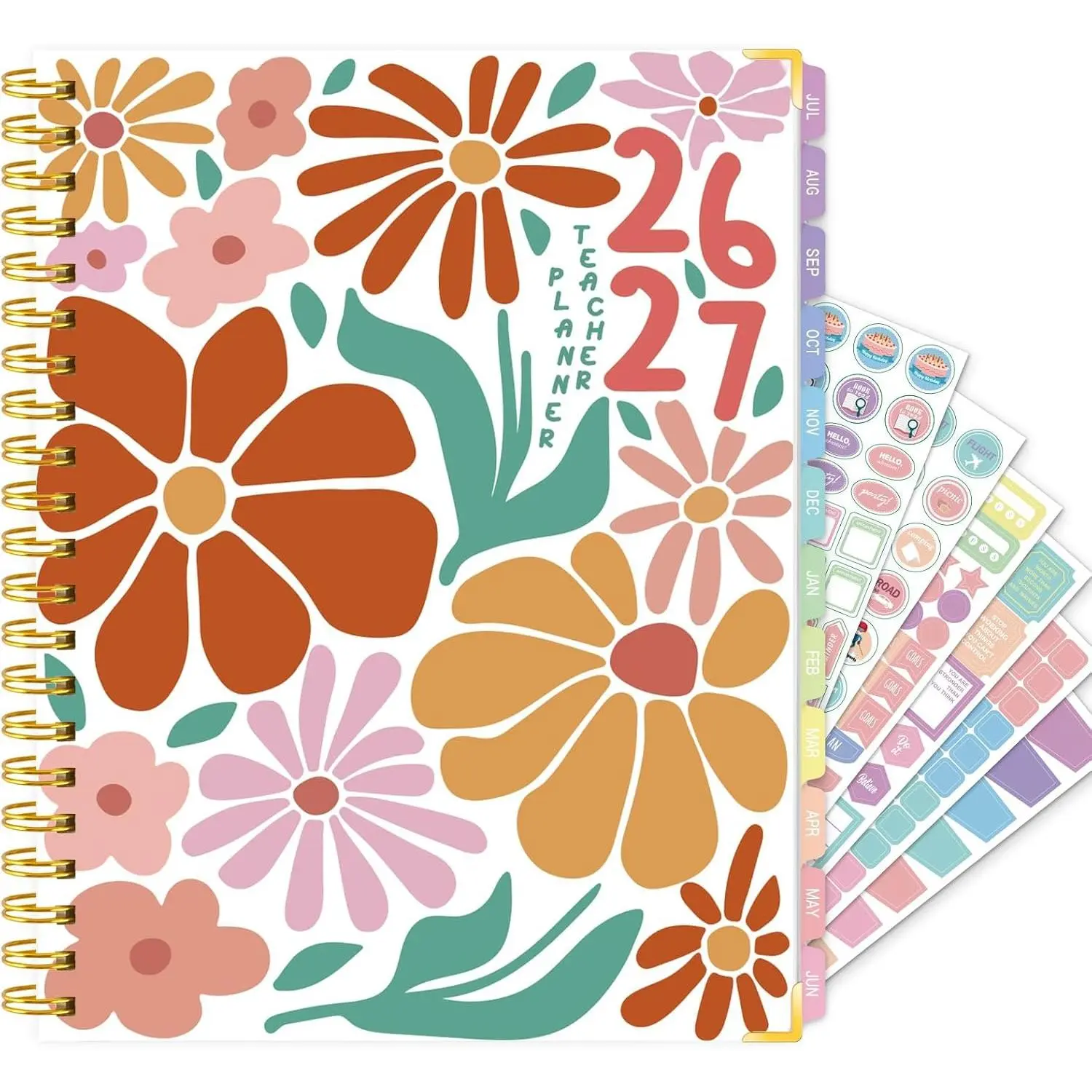 Teacher Planner 2026-2027 Academic Year, Jul 2026 - Jun 2027, 8.5"x11" | Large Weekly & Monthly Academic Lesson Planner, School Agendar Book with Pocket & Stickers for School Teachers Supplies