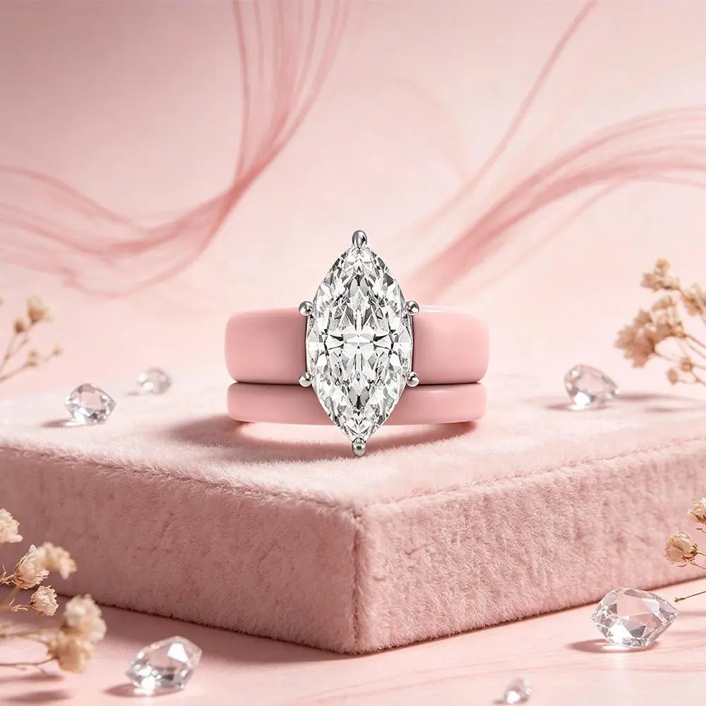 Ladies' Stackable Silicone Ring Set Pink White K Ring with CZ Stone Cut Simulated Diamond Wedding Ring Suitable for Work, Fitnes