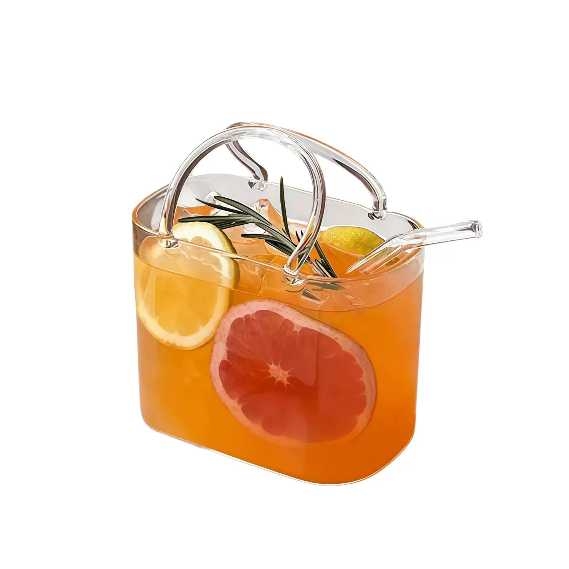 Glass Purse for Drinks, Stylish Drinkware,Unique Thick Wine Glasses Gifts ,Fish Bowl Vase,Creative Drinking Glass for Fruit Juice,Tea,Flowers,Unique Birthday Gift