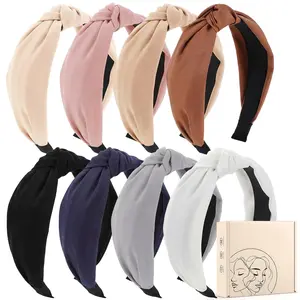 8Pcs Headbands  Women, Fashion Knotted Headband Brown Series Wide Hairband Gifts  Mom Hair Accessories