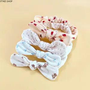 Soft Fresh Floral Rabbit Ear Hair Band, Elegant Cute Infant Head Accessory for Spring Outdoor Portrait Styling