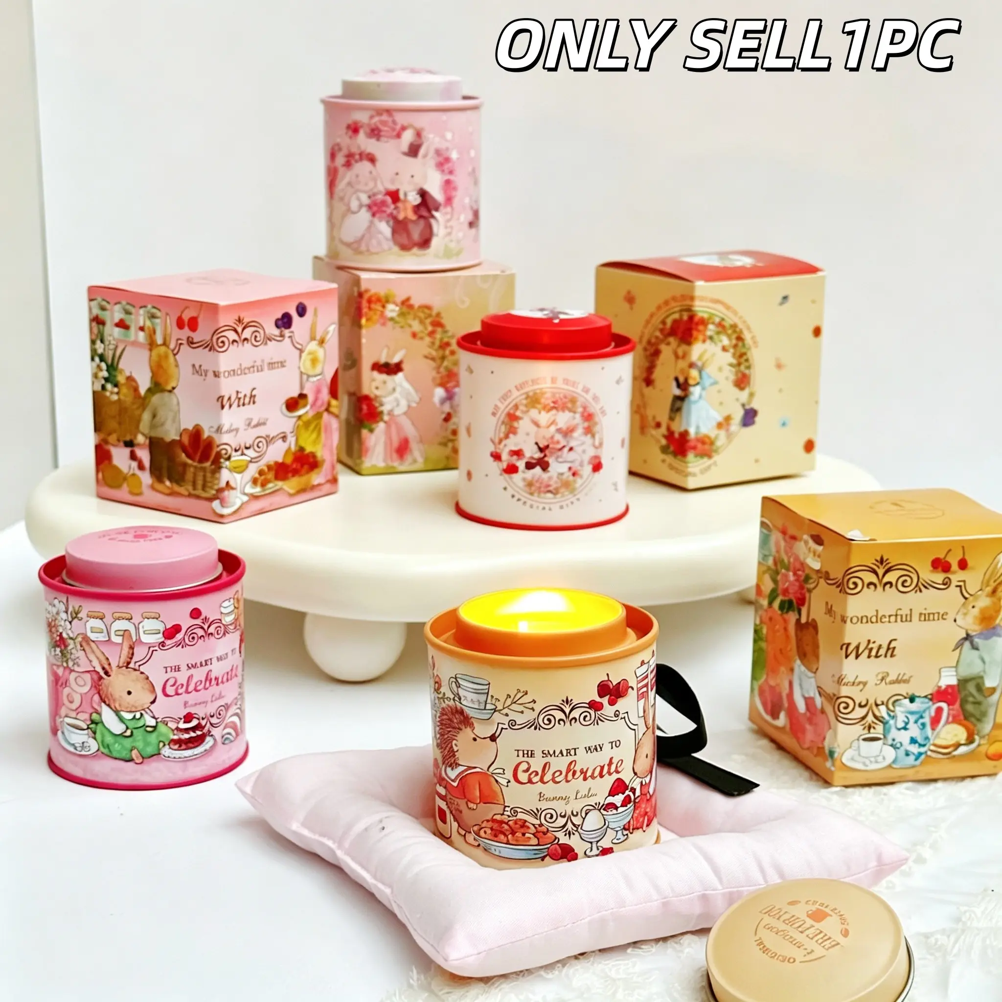 1pc Cute Rabbit Tin Can Scented Candle, Ambience Fragrance Candle, Perfect Gift for Women, Exquisite Souvenir for Best Friends' Birthdays & Holidays