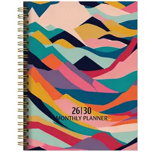 2026-2030 Monthly Planner/Calendar - January 2026 to December 2030, 5-Year Monthly Planner, Colorful Mountain Theme Cover Design Notebook, Yearly Calendar Planning, Monthly Tabs, 60-Month Calendar, 5.5 x 8.3 inches, Thick Paper, Elastic Cover, Durable Dou