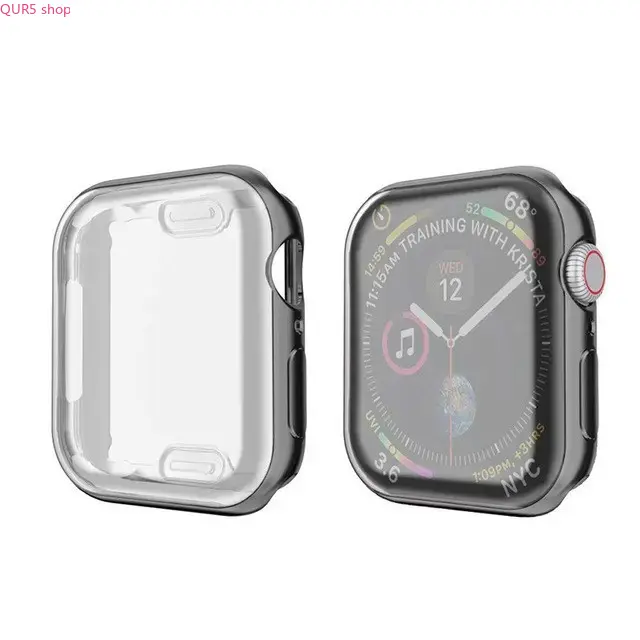 Soft Clear TPU Apple Watch Case with Built-in Screen Protector, Full Coverage Transparent Shockproof Bumper Cover, Anti-Scratch Protective Shell, All Sizes 38/40/41/42/44/45/49mm, Compatible with Ultra, SE & Series 3 to 9