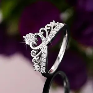 Luxury Crown Rings for Women Silver Color Fashion Wedding Engagement Rings Daily Wear Party Statement Jewelry