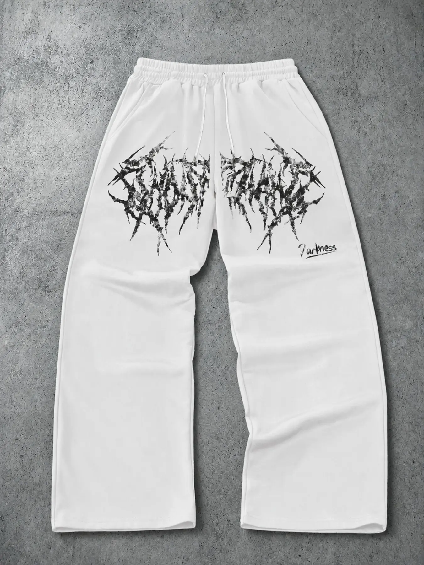 Opium Y2K Dark Metal Graphic Baggy Sweatpants High Waist Loose Fit Wide Leg Trousers for Underground Streetwear Rave Outfit