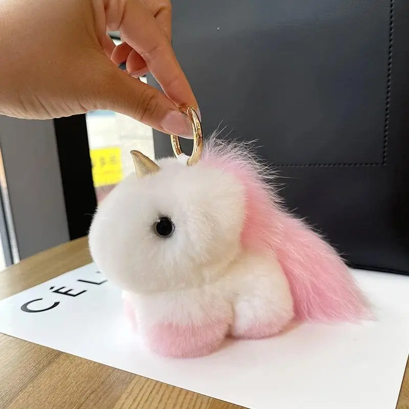 2026 Hot Luxury Jewelry Synthetic Fake Otter Fur Unicorn Plush Keychains, 3 to 3.9 in Mini Keyring Accessories, Cute Gift for Girlfriend (Toys & Hobbies - Classic & Novelty Toys)