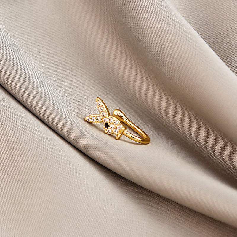 New star-shaped nose ring, simple U-shaped copper micro-inlaid non-piercing nose stud, trendy accessory