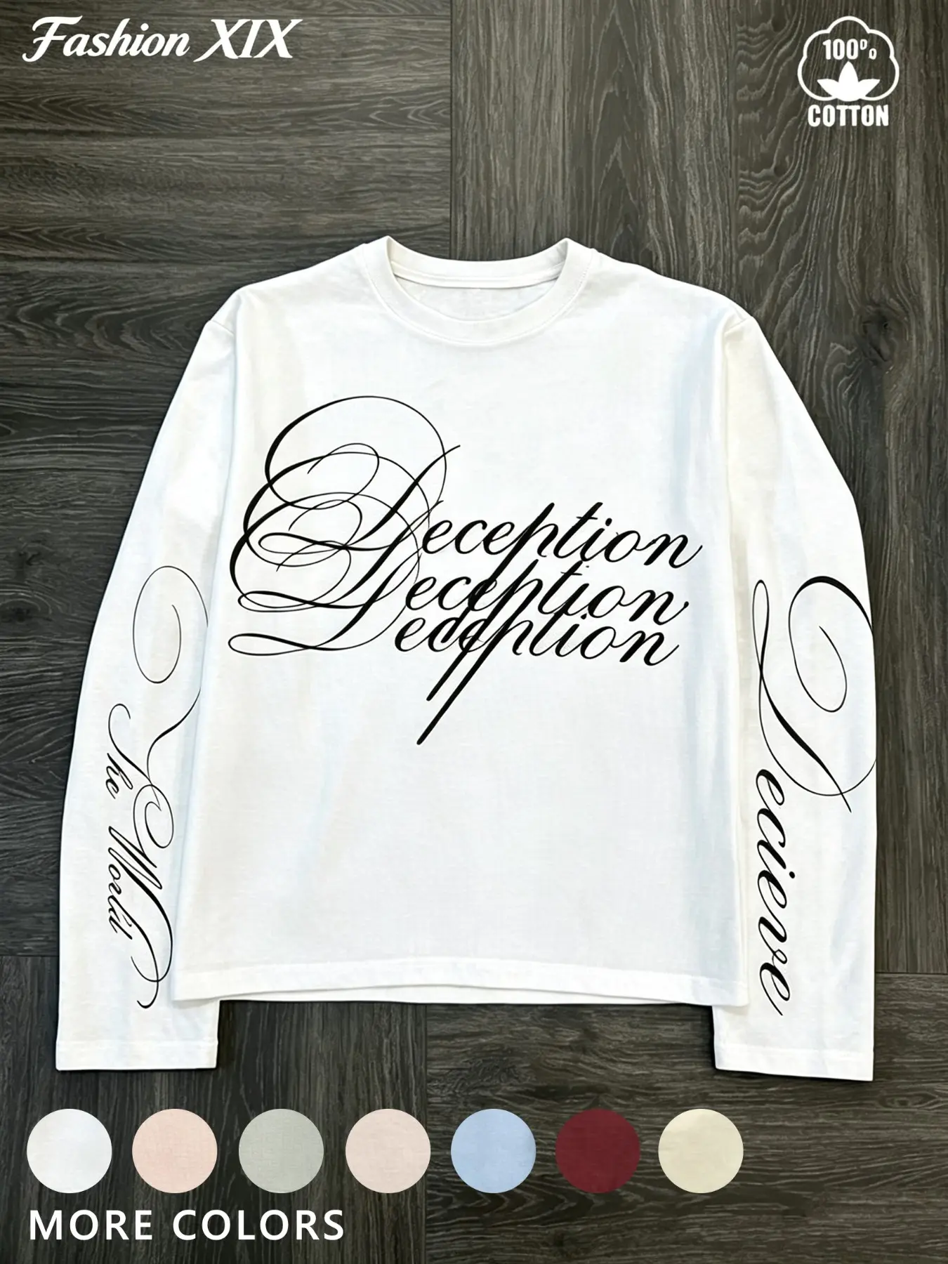 Unisex Four Seasons 100% Cotton Crew Neck Long Sleeve T-Shirt Gothic Cursive Letter Print Slim Fit Crop Top Casual Streetwear Rare Aesthetic Y2K Grunge Long Sleeve Tee