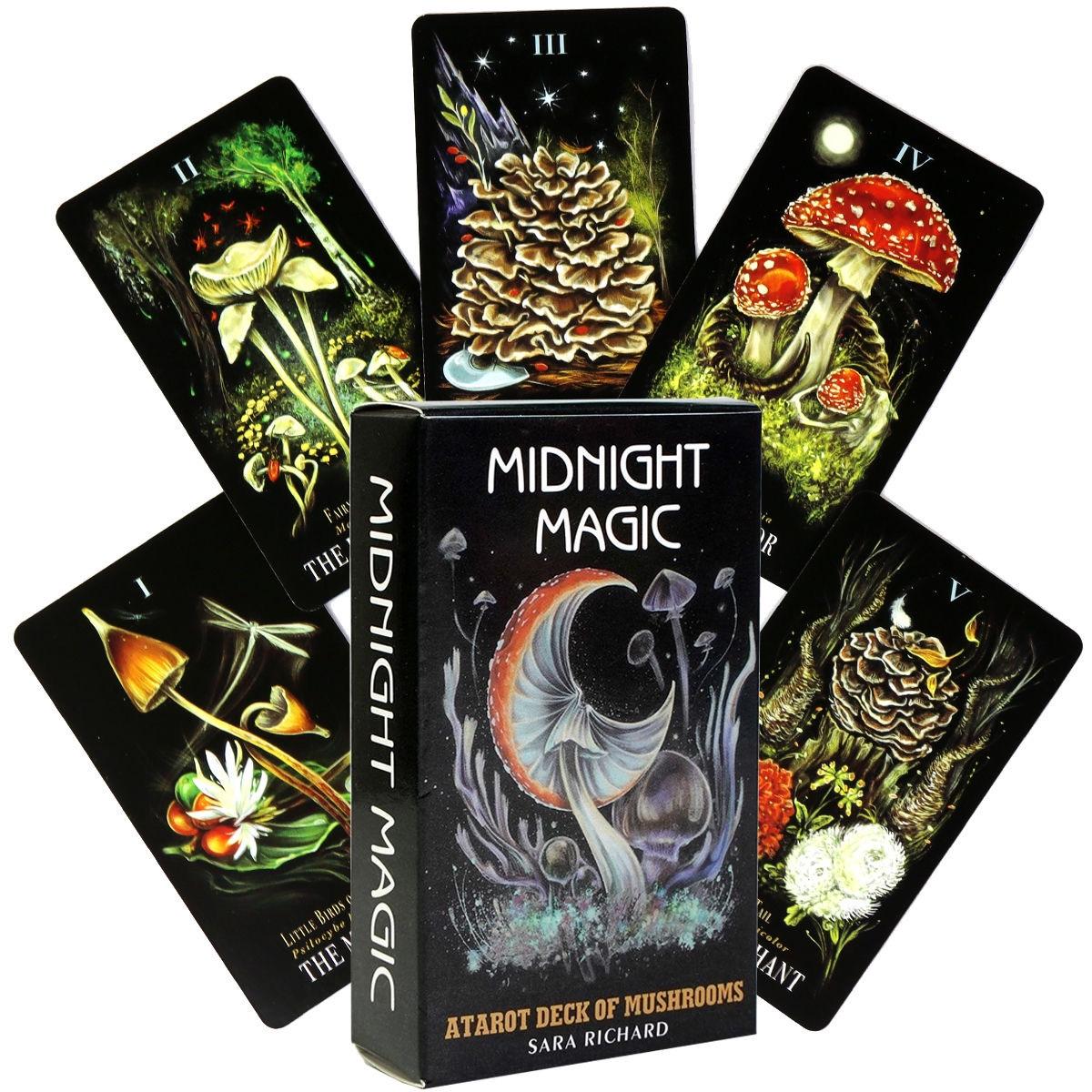 Midnight Magic Mushroom Tarot Cards, Perfect Halloween Christmas Thanksgiving Gift, 78-Card Deck for Divination & Fortune-Telling Games