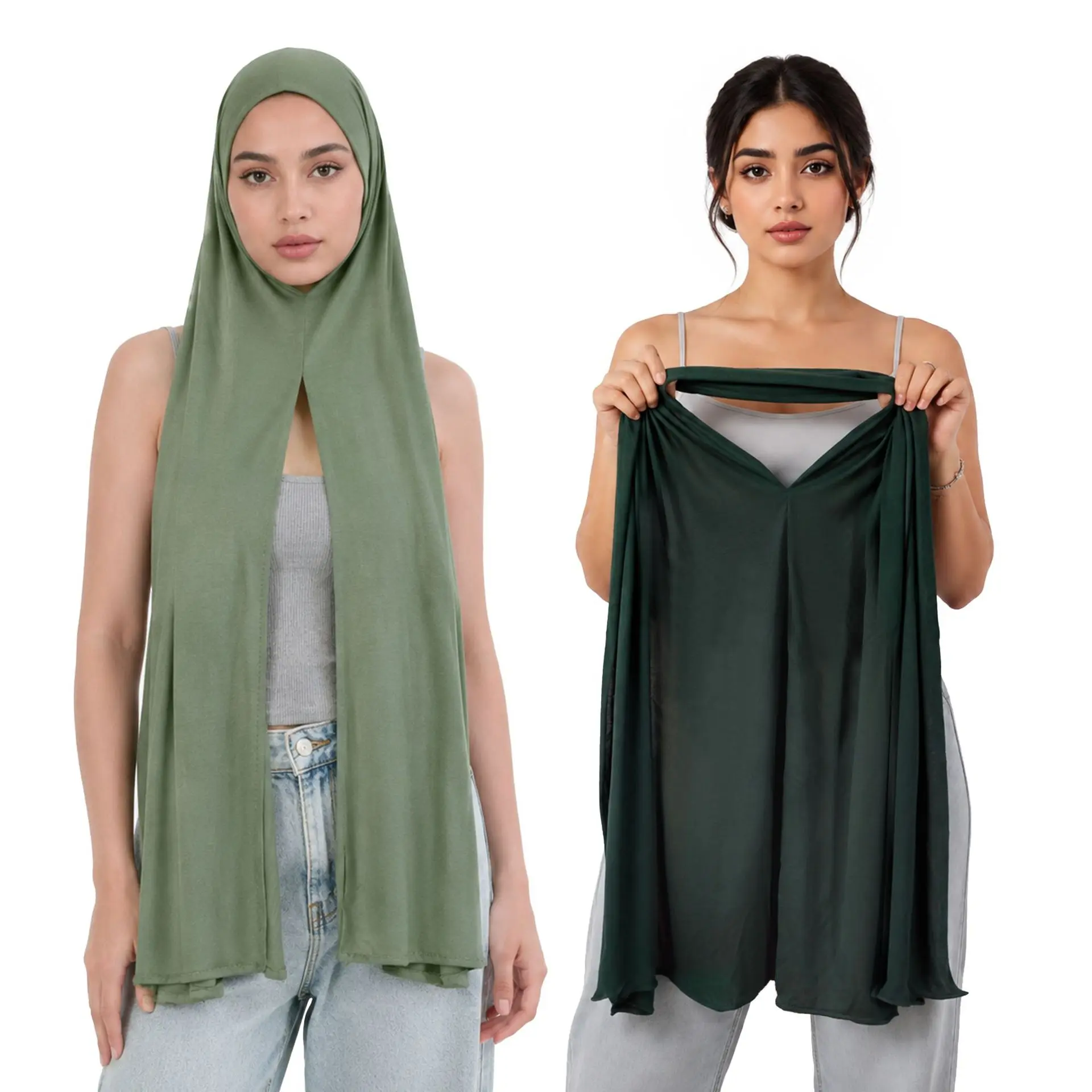 Effortless Premium Soft Stretch Jersey Instant Hijab Scarf Pinless Slip On Head Wrap Breathable Built In Undercap Modest Everyday Drape Headwear