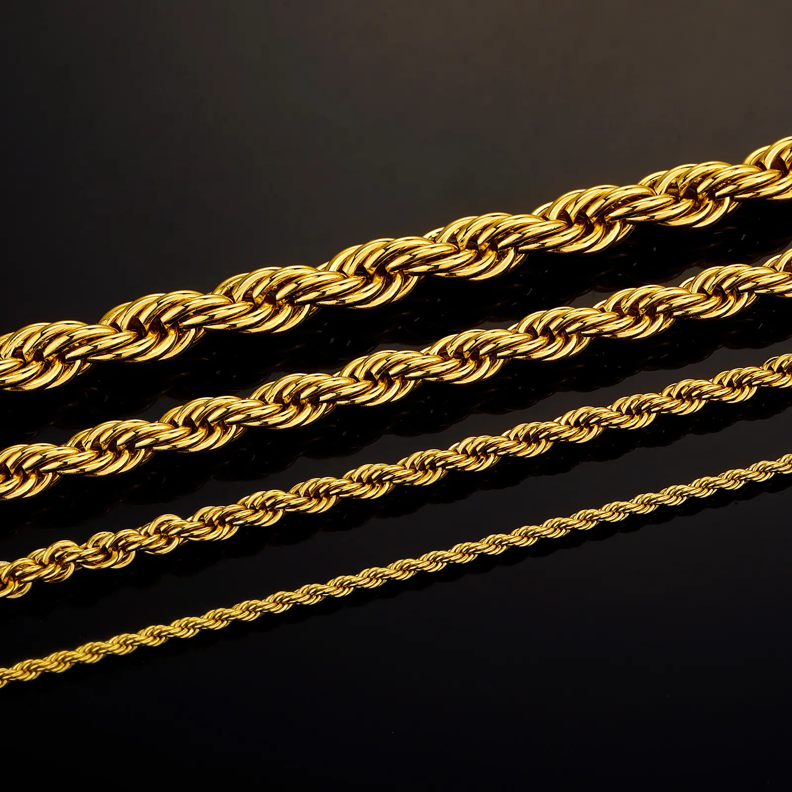 Holylegend 14K Real Gold-Plated Rope Chain Necklace for Women and Men,Upgraded Shine, Faceted Cut, Tarnish-Free, Goldstone necklace 6mm/8mm, 22"/24" Jewelry,Father's Day Gift