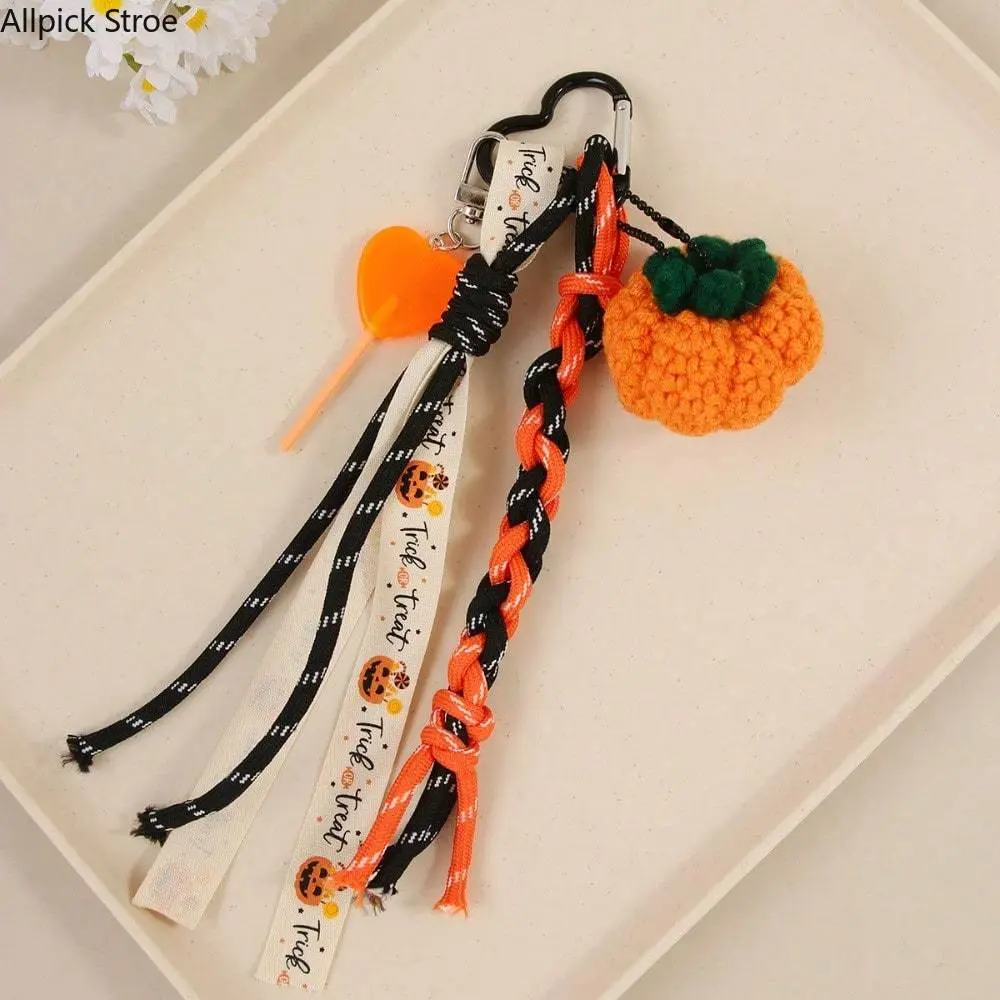 Halloween Double-Sided Pumpkin Bag Charm, PU Leather Pumpkin Keychain with Wooden Beads, Cute Fall Purse Charm, Backpack Charm, Car Key Ring Accessory, Spooky Halloween Gift for Women & Teens