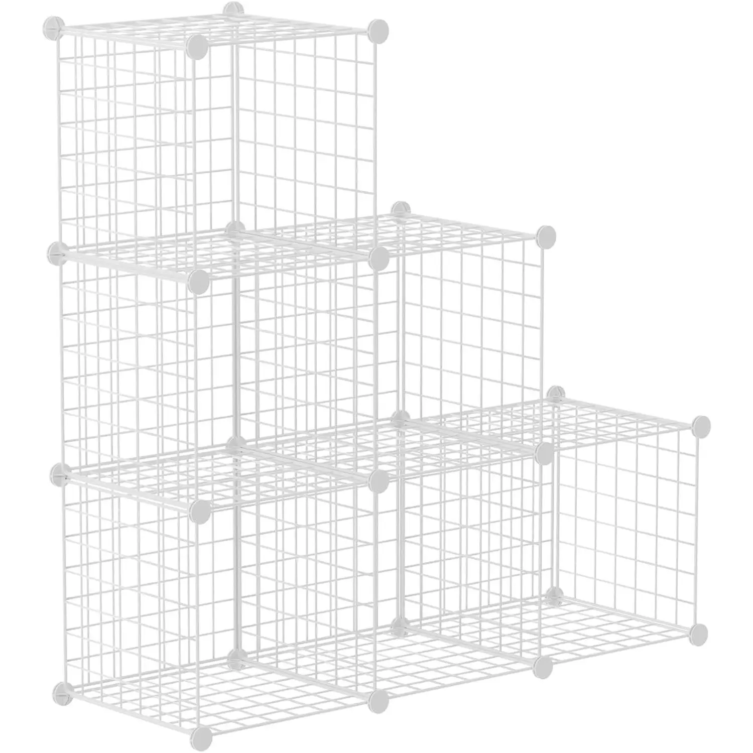 Wire Cube Storage Organizer, Book//Craft/Potted  and petCloset Organizers and Storage Shelves, 6-Cube Freely Combinable Metal Grids Storage Shelf, White Iron